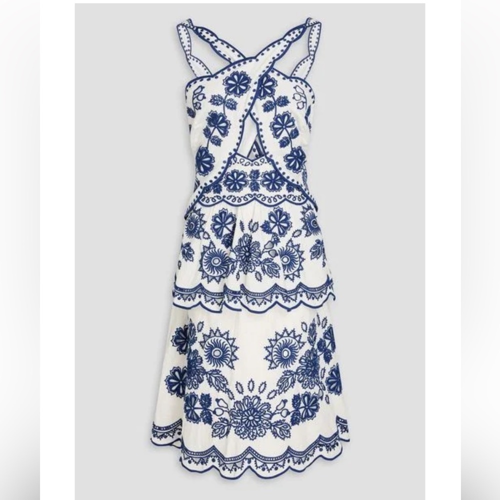 FarmRio Off-White Richelieu Lenzing Midi Dress